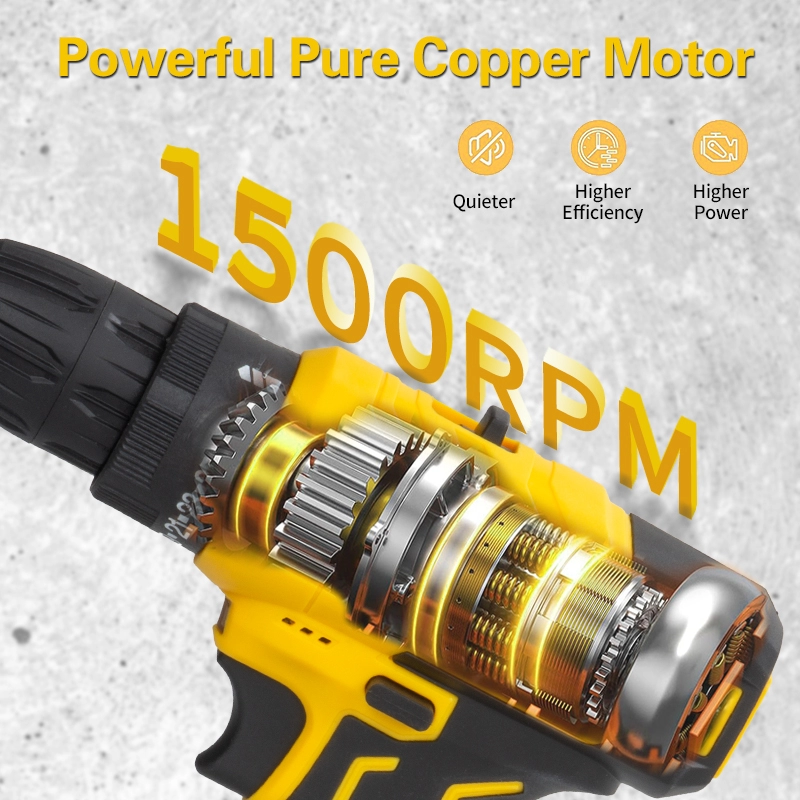 12V кош ылдамдыктагы жогорку моменттүү зымсыз бургуч, тиричиликти өз алдынча оңдоо иштери үчүн кошумча санарип экраны бар