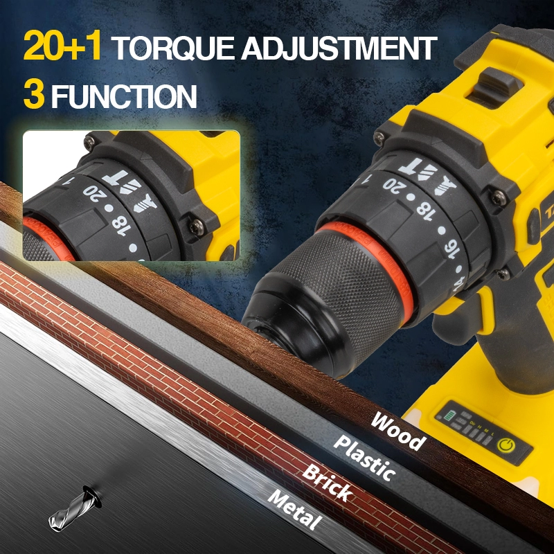21V Brushless Cordless Drill Driver 35N.M Жогорку Torque Күнүмдүк оңдоо &amp; Ремонттоо үчүн Батарея кубаттуу бургулоо