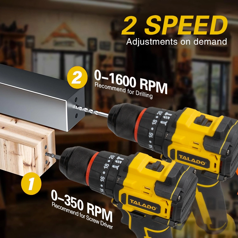 21V Brushless Cordless Drill Driver 35N.M Жогорку Torque Күнүмдүк оңдоо &amp; Ремонттоо үчүн Батарея кубаттуу бургулоо