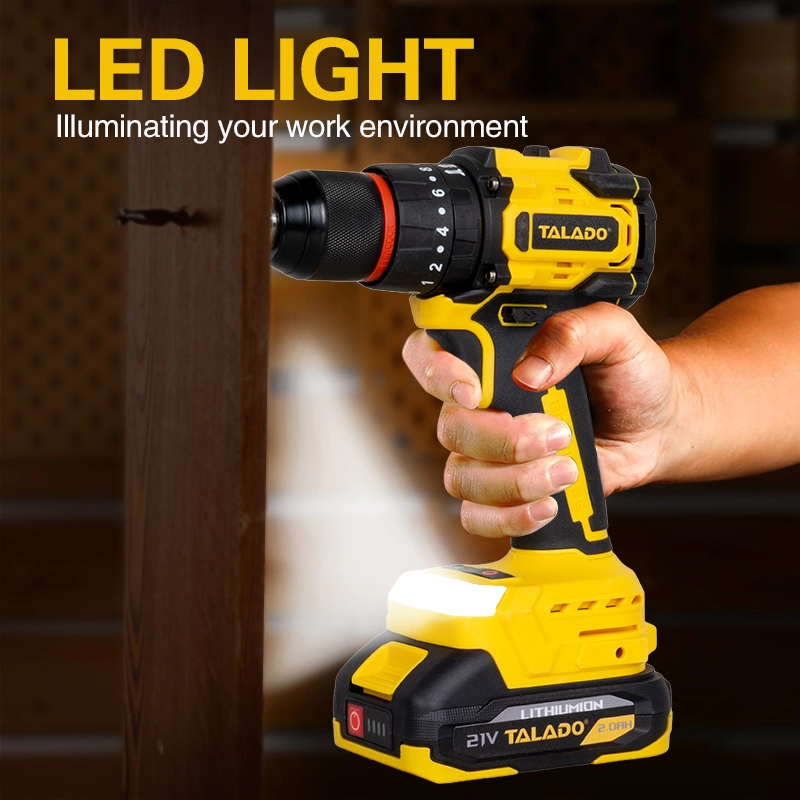 21V Brushless Cordless Drill Driver 35N.M Жогорку Torque Күнүмдүк оңдоо &amp; Ремонттоо үчүн Батарея кубаттуу бургулоо