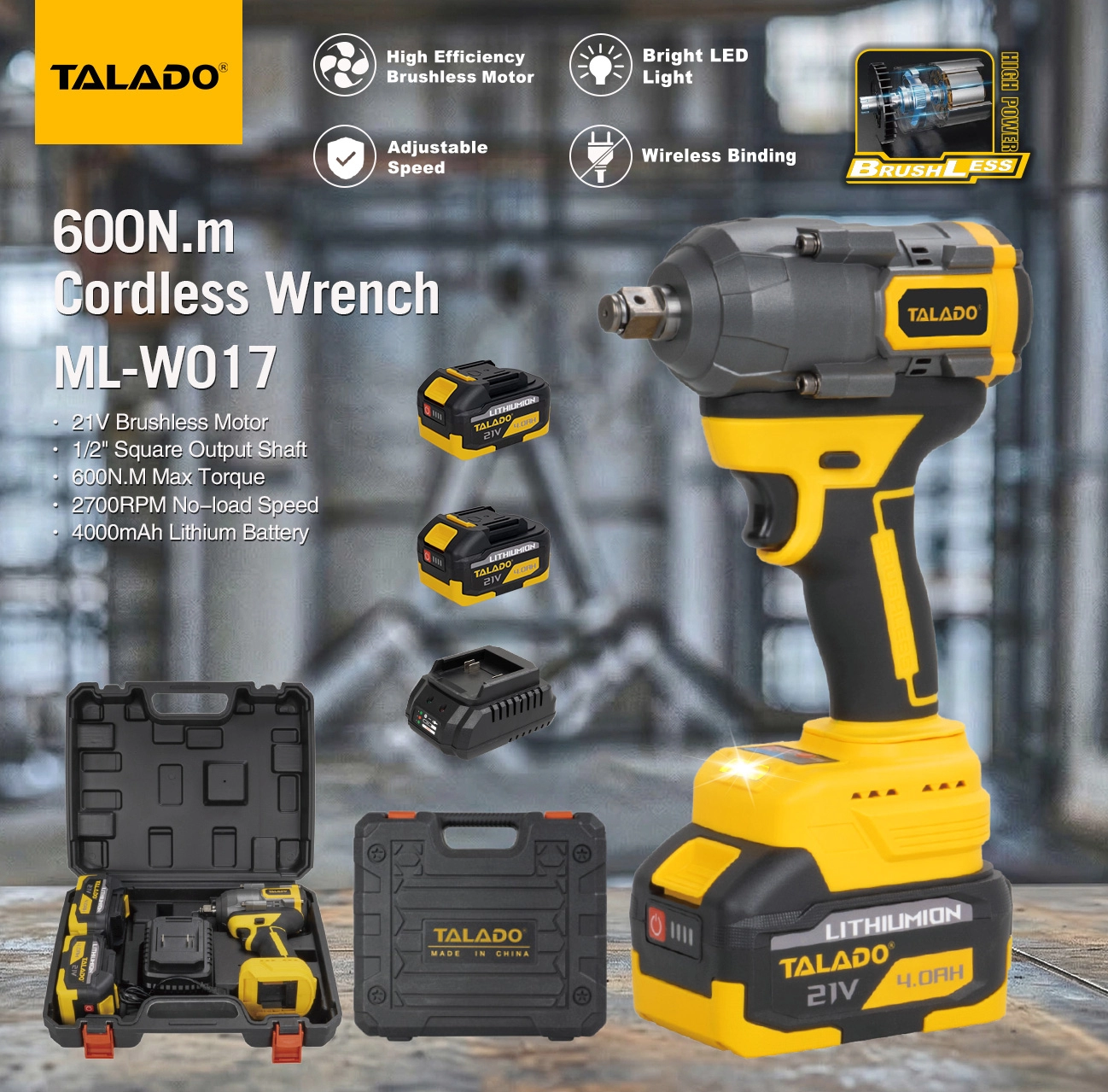 21V зымсыз ачкыч 600N
